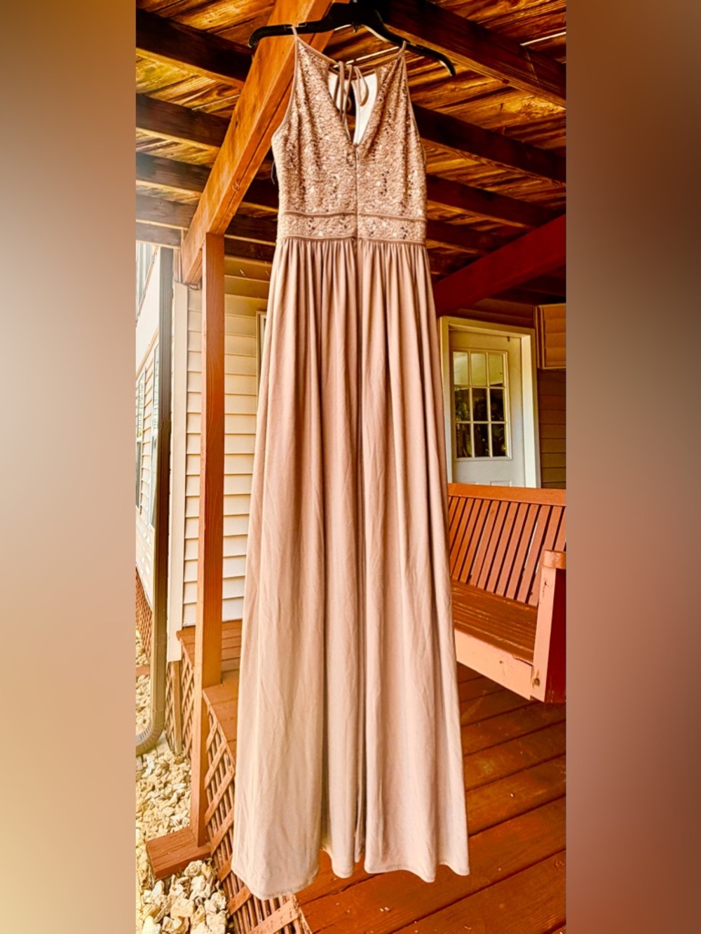 Elegant Lace & Sequin V-Neck Maxi Dress